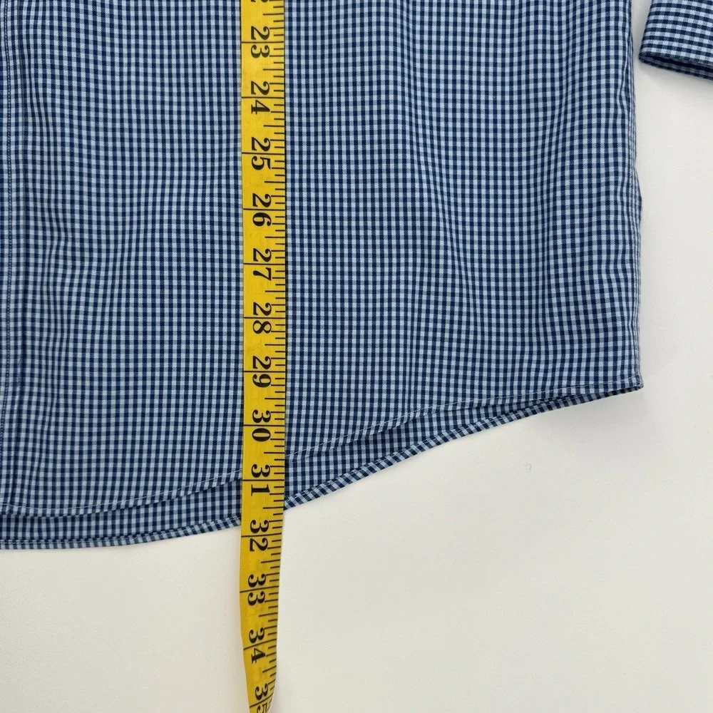 L.L. Bean Blue Gingham Button Down Shirt Men 16-33 Traditional Fit Cotton Office